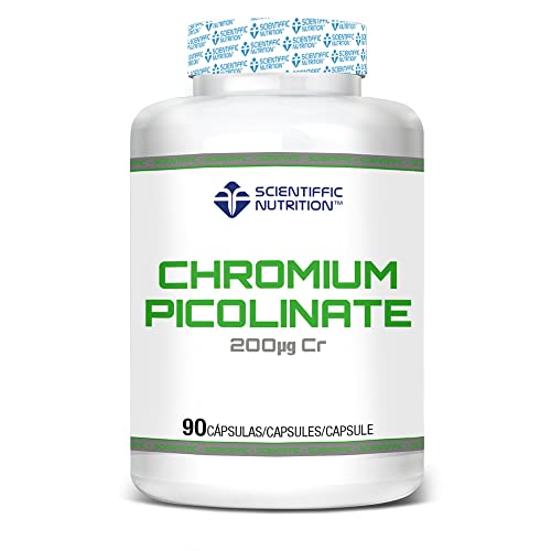 Scientiffic Nutrition - Chromium Picolinate, Picolinato de Cromo 200mcg, Regula los Niveles de Glucosa, Favorece la Pérdida de Peso y Ayuda al Aumento de la Masa Muscular - 90 Cápsulas