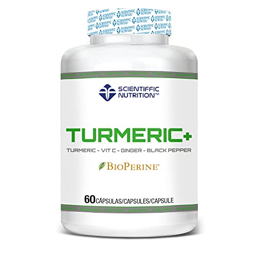 Scientiffic Nutrition - Turmeric+ con Bioperine® Complemento Alimenticio a Base de Cúrcuma y Pimienta Negra, Antiinflamatorio, 60 Cápsulas.