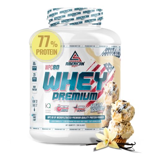 AS American Suplement | Premium Whey Protein 30 g / 2 kg | Proteína de Suero de Leche | Ayuda a Aumentar tu Masa Muscular | Alta Concentración de Proteína Pura | (Vainilla, 2 kg)