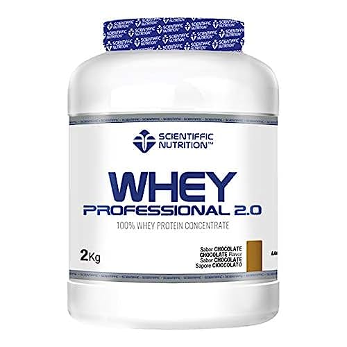Scientiffic Nutrition - Whey Professional 2.0 Proteinas Whey en Polvo 100% Pura, para Aumentar la Masa Muscular, con Enzimas Digestivas y Lactasa - 2kg, Sabor Chocolate.