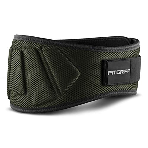Fitgriff® Cinturón Gym V1 - Cinturon Gimnasio, Musculación, Halterofilia, Crossfit, Levantamiento Pesas, Fitness - Mujeres y Hombres - Green Small