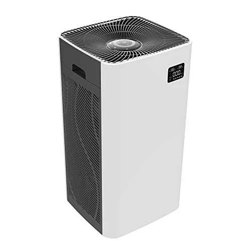 Amazon Basics - Purificador de aire, cubre hasta 96 m², con filtro de aire TRUE HEPA y de carbón avanzado, CADR 800 m3/h, elimina el 99,97% de las alergias al polen, el polvo y el humo, enchufe EU