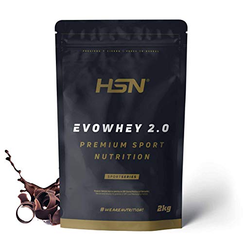 Concentrado de Proteína de Suero de HSN Evowhey Protein 2.0 | Sabor Chocolate 2 Kg = 67 Tomas por Envase | Whey Protein Concentrate | No-GMO, Vegetariano, Sin Gluten ni Soja