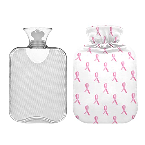 Botellas de agua caliente de 2 litros con patrón de cinta rosa nacional para calentar el agua materna, alivio de dolores de cabeza, dolor de espalda, calambres menstruales