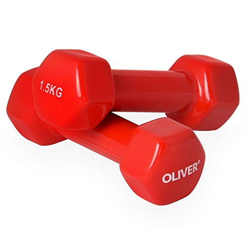 Oliver - Mancuernas con Revestimiento de Vinilo Rojo Rojo Talla:2 x 1,5 kg