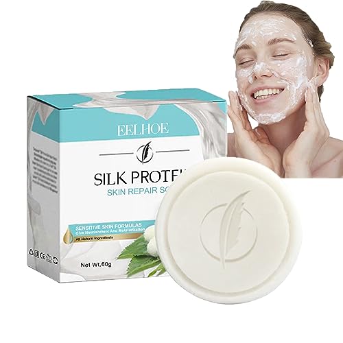 Silk Protein Limpiador Facial para Pieles Grasas y Mixtas, Jabón Natural, Jabón Hecho a Mano, Barra de Limpieza Facial, Facial Limpieza y Antibacterial, Cara y Cuerpo para Todo Tipo de Pieles