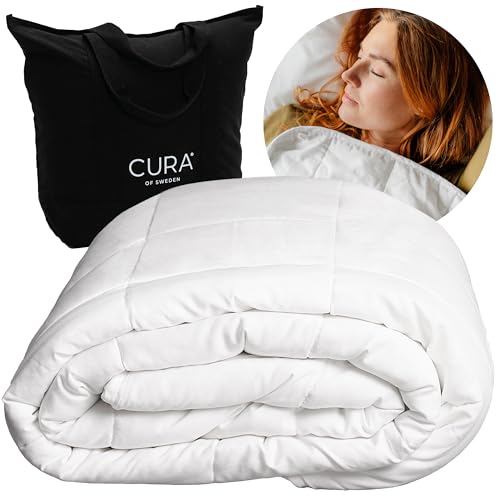 CURA Pearl Classic Weighted Blanket 200x220 16kg - Manta antiestres - Manta Pesada para un sueño Profundo y un Mejor Descanso - Manta con Peso 100% de algodón - Manta para la ansiedad