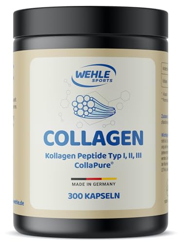 Cápsulas de colágeno 300 unidades de alta dosis – 4500 mg de colágeno bioactivo Péptidos hidrolizados por dosis diaria I Wehle Sports Made in Germany Colágeno tipo 1, 2 y 3