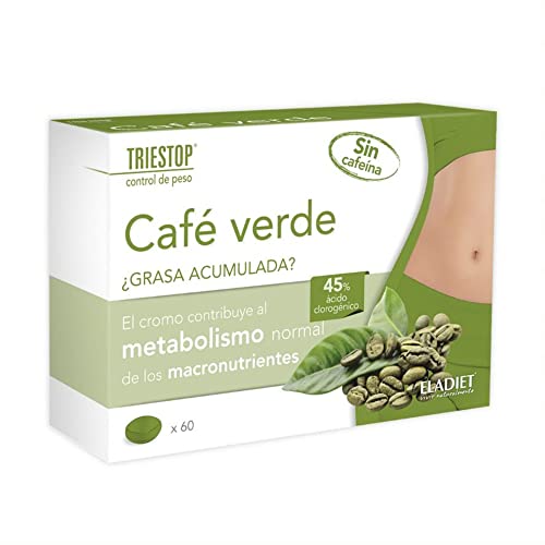 Complemento Alimenticio Triestop con Café Verde - 60 Comprimidos - Ayuda a Acelerar el Metabolismo - Contribuye a Regular los Niveles Normales de Glucosa en sangre - Eladiet, 60 unidad, 1