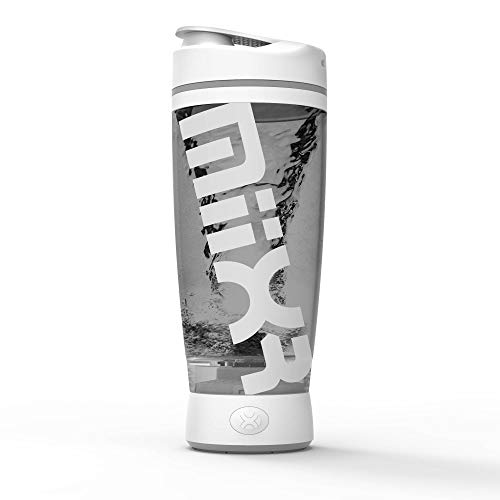 Promixx Original Shaker Bottle (MiiXR edición) - Batería para batidos de proteínas suaves, sin BPA, taza de 600 ml - Blanco/Gris