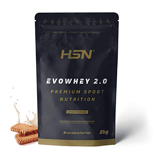 Concentrado de Proteína de Suero de HSN Evowhey Protein 2.0 | Sabor Galleta Caramelizada 2 Kg = 67 Tomas por Envase | Whey Protein Concentrate | No-GMO, Vegetariano, Sin Gluten ni Soja