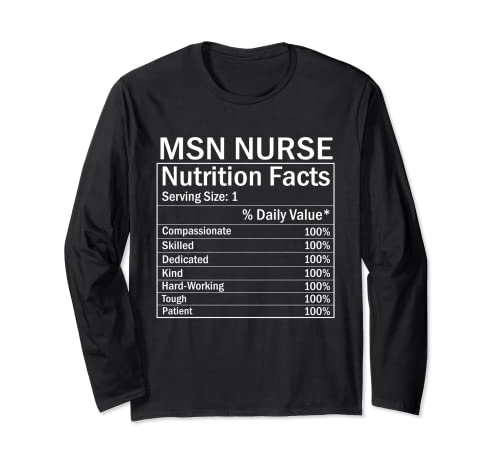 Acción de Gracias Navidad Funny MSN Nurse Información nutricional Etiqueta Manga Larga