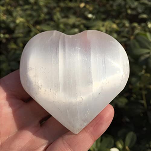 YANGB Piedra calmante Selenita Blanca Natural Cristal Corazón Piedra Amor Piedra Espécimen Minerales Reiki Curación como Regalo