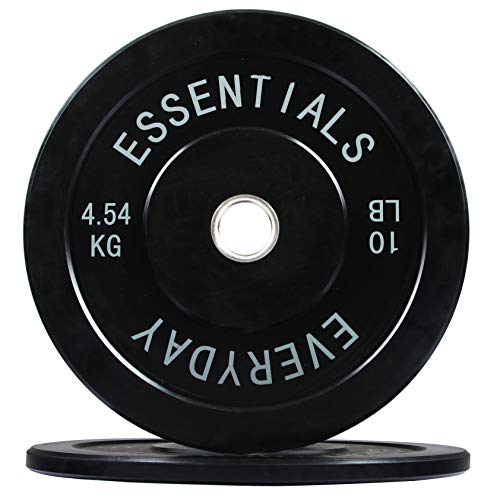 BalanceFrom Disco de peso olímpico con código de color negro con buje de acero, par de 10 libras