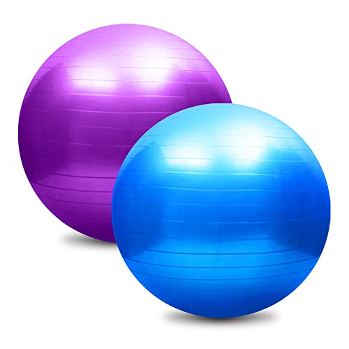 2 Bolas de Yoga de 65 cm, Pelota de Ejercicio para Embarazo, Silla de Bola de Parto Flexible, Bola de Equilibrio de Pilates Engrosada antiexplosión para Entrenamiento físico con Bomba infladora