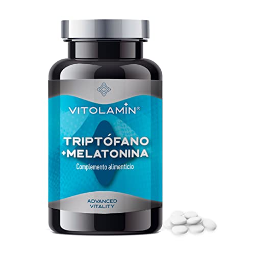 L-Triptófano+ Melatonina VITOLAMIN® 120 comprimidos Vegetarianos | 300 mg de triptófano puro para relajarse, dormir bien y descansar todos los días | 0,95 mg de melatonina natural