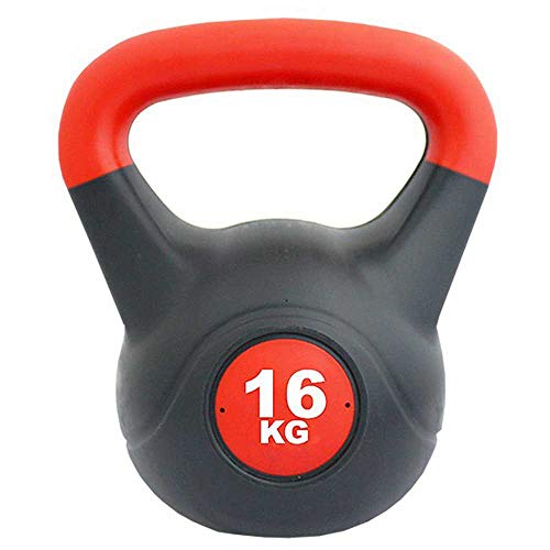 Softee Equipment Kettlebell PVC RELLENAS DE Cemento - Peso 16KG - Color Rojo Y Negro