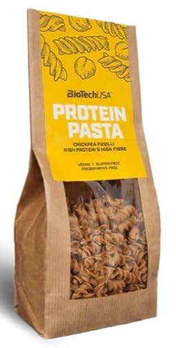 BioTechUSA Protein Pasta, de garbanzo con alto contenido, en proteínas y fibra dietética, 250 g, Pasta seca fusilli