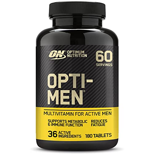 Optimum Nutrition Opti-Men Suplementos Multivitamínicos para Hombres con Vitamina D, Vitamina C, Vitamina B6 y Aminoácidos, Sin Sabor, 60 Porciones, 180 Cápsulas