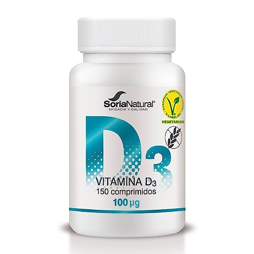Soria Natural Vitamina D3 4000 UI (100 μg) - Vitamina d Vegana Ayuda a reforzar el Sistema Inmunitario, Huesos, Músculos y Dientes Fuertes | 150 Comprimidos para 5 meses | Vitaminas Mujer y Hombre