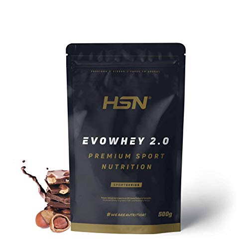 Concentrado de Proteína de Suero de HSN Evowhey Protein 2.0 | Sabor Chocolate Avellanas 500 g = 17 Tomas por Envase | Whey Protein Concentrate | No-GMO, Vegetariano, Sin Gluten ni Soja