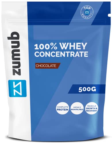 Zumub 100% Whey Proteínas en Polvo Chocolate 500g - Whey Protein Concentrate: Concentrado de Suero de Leche - Ideal para Batidos de Proteína para Masa Muscular: 16 porciónes
