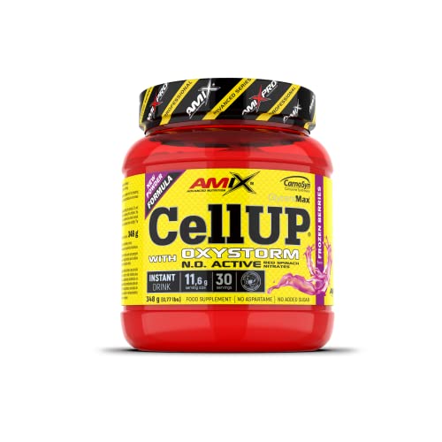 Amix CellUp® with Oxystorm­® 348G Amix - Suplemento Alimenticio - Contiene Cafeína - Aumenta la Fuerza y Congestión Muscular - Fórmula Pre-Entrenamiento- Sabor Frutos rojos
