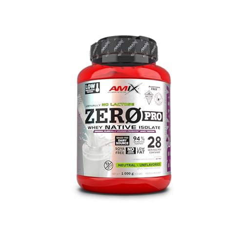 Amix - Zero Pro Protein - Suplemento Alimenticio - Mejora del Rendimiento - Contiene Aminoácidos Bcaa - Glutamina en Polvo - Nutrición Deportiva- Sabor Natural - Bote de 1 Kg