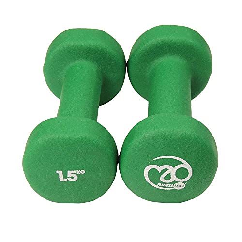 Fitness Mad Neo - Set de 2 Mancuernas / pesas de 1.5kg/u, color verde