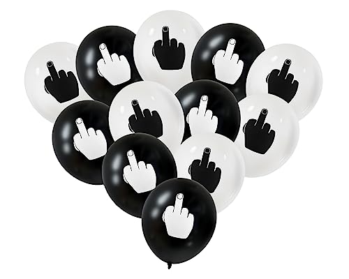 ds. distinctive style Juego de globos de dedo medio de 12 a 6 globos blancos y 6 globos negros, 31 cm