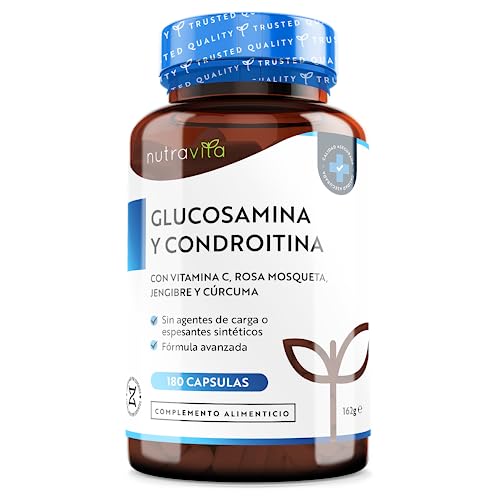 Glucosamina Complex con Condroitina + Vitamina C y Cúrcuma - 180 Cápsulas Alta Dosis - Nutravita