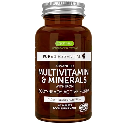 Multivitaminas Mujer Complejo Vitamínico Completo con Minerales Y con Hierro, Folato, Vitamina D3 y zinc, de Alta Absorción, 60 comprimidos, de Igennus