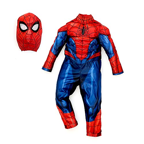 Disney Store: disfraz infantil de Spider-Man, conjunto de dos piezas. Incluye máscara y mono con músculos acolchados y está confeccionado en un tejido elástico. Disfraz infantil
