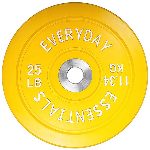 BalanceFrom Everyday Essentials - Placa de peso olímpica codificada por colores con buje de acero, color amarillo