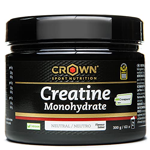 Crown Sport Nutrition Creatina Monohidratada Creapure en Polvo - 300 g de Creatina Monohidrato Sabor Neutro