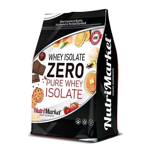 Nutrimarket New Pure Isolate Zero - Proteína whey isolate para ganar masa muscular – Proteínas para masa muscular ideal para complementar con dietas – 2 kg - Sabor Strawberry Yogur