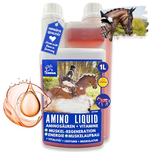 EMMA ♥ Aminoácido para Caballos alimento para Caballos suplemento, alimenticio líquido para el Suministro rápido de aminoácidos + vitaminas, 1 litro