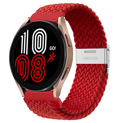 LEIXIUER Correa de nylon estirable compatible con Samsung Galaxy Watch 3 45mm 46mm para HUAWEI Watch GT 2/3/Pro 46mm, Correa de bucle de nailon elástica trenzado para Amazfit GTR 47mm,Rojo