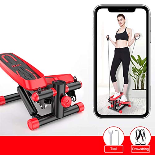 Stepper con cordón, Mini máquina de Pasos, reemplaza Dos Equipos de Fitness, simula montañismo, ensancha la máquina de Pedales Antideslizante, Protege Rodillas y Tobillos (Rojo) Efficency