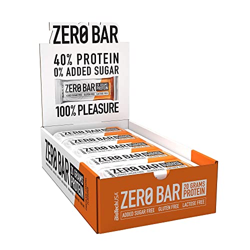 BioTechUSA Zero Bar Protein Snack - Bajo en Azúcar y Sin Lactosa | Textura Crujiente | Deliciosos Sabores | Ideal para Dietas y Entrenamientos, 20 * 50 g, Chocolate-Caramelo