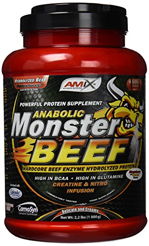 Amix - Monster Beef Protein - Suplemento Alimenticio - Mejora del Rendimiento - Proteína de Suero - Glutamina en Polvo - Nutrición - Proteína de Ternera - Bote de 1 Kg