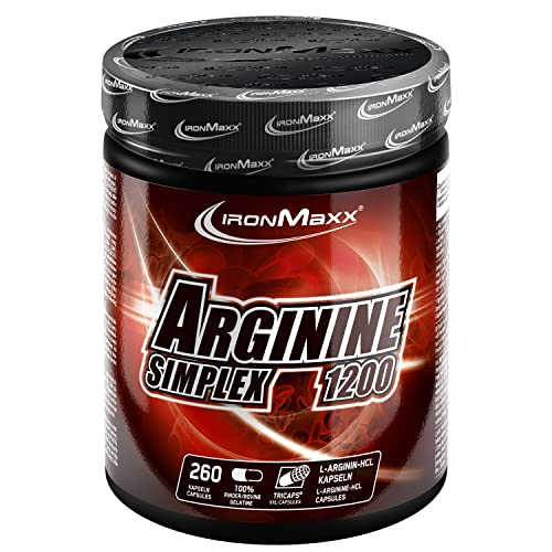 IronMaxx Arginina Simplex 1200 Aminoácido L-Arginina- 260 Cápsulas XXL (Tricaps) (1 paquete)