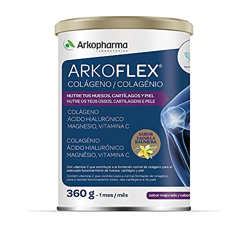 Arkopharma Arkoflex Colágeno Vainilla, Bote 360 gr, Buen Funcionamiento de Huesos, Cartílagos y Piel, Ácido Hialurónico, Magnesio y Vitamina C