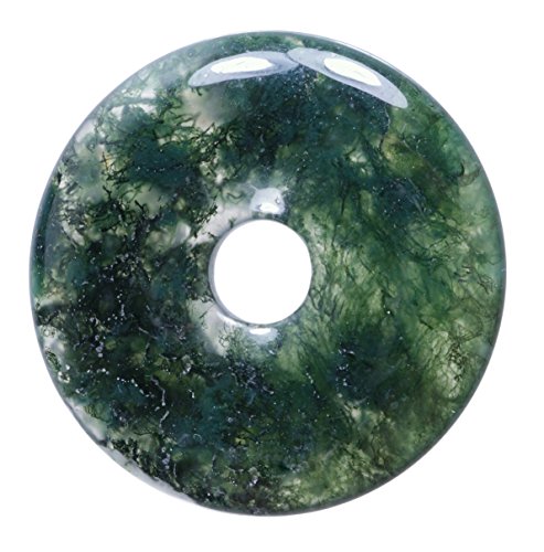 Lebensquelle Plus Colgante de ágata musgosa con piedras preciosas, diámetro de 30 mm