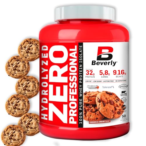 Beverly Hydrolyzed Zero 2 kg | Proteína suero hidrolizada | 80% proteina | Sabor Cookies and Cream | Aumento masa muscular y fuerza | Dieta alta en proteínas