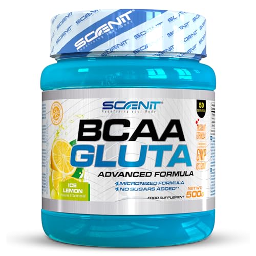 BCAA Glutamina - BCAA GLUTA - BCAA Glutamine - 500 g - Aminoacidos ramificados con glutamina - Aminoacidos bcaa y glutamina - BCAAs aminoacidos - Aminoacidos ramificados en polvo (Limón)