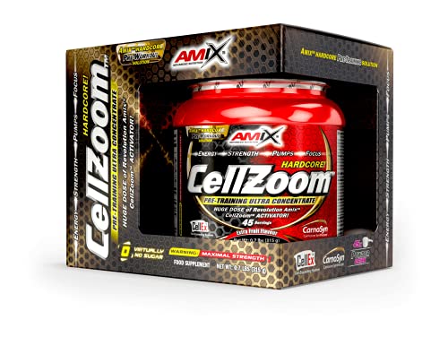 AMIX - Suplemento Deportivo - CellZoom en Formato de 315 g - Ayuda a Potenciar la Fuerza Explosiva - Contiene Creatina Monohidratada y Cafeína - Sabor Azul Frambuesa