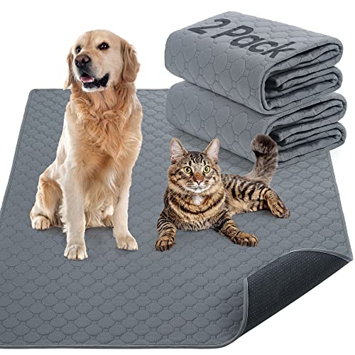 Almohadillas de entrenamiento reutilizables para perros, paquete de 2 almohadillas de entrenamiento lavables para cachorros, súper absorbentes, impermeables, coche, viajes (120x90 cm)