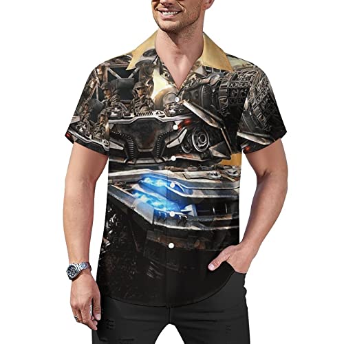 Camisa hawaiana de escena de éxito de taquilla de ciencia ficción para hombre, camiseta de manga corta con botones, tops de verano, XL