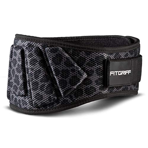 Fitgriff® Cinturón Gym V1 - Cinturon Gimnasio, Musculación, Halterofilia, Crossfit, Levantamiento Pesas, Fitness - Mujeres y Hombres (Leopardo, pequeño)
